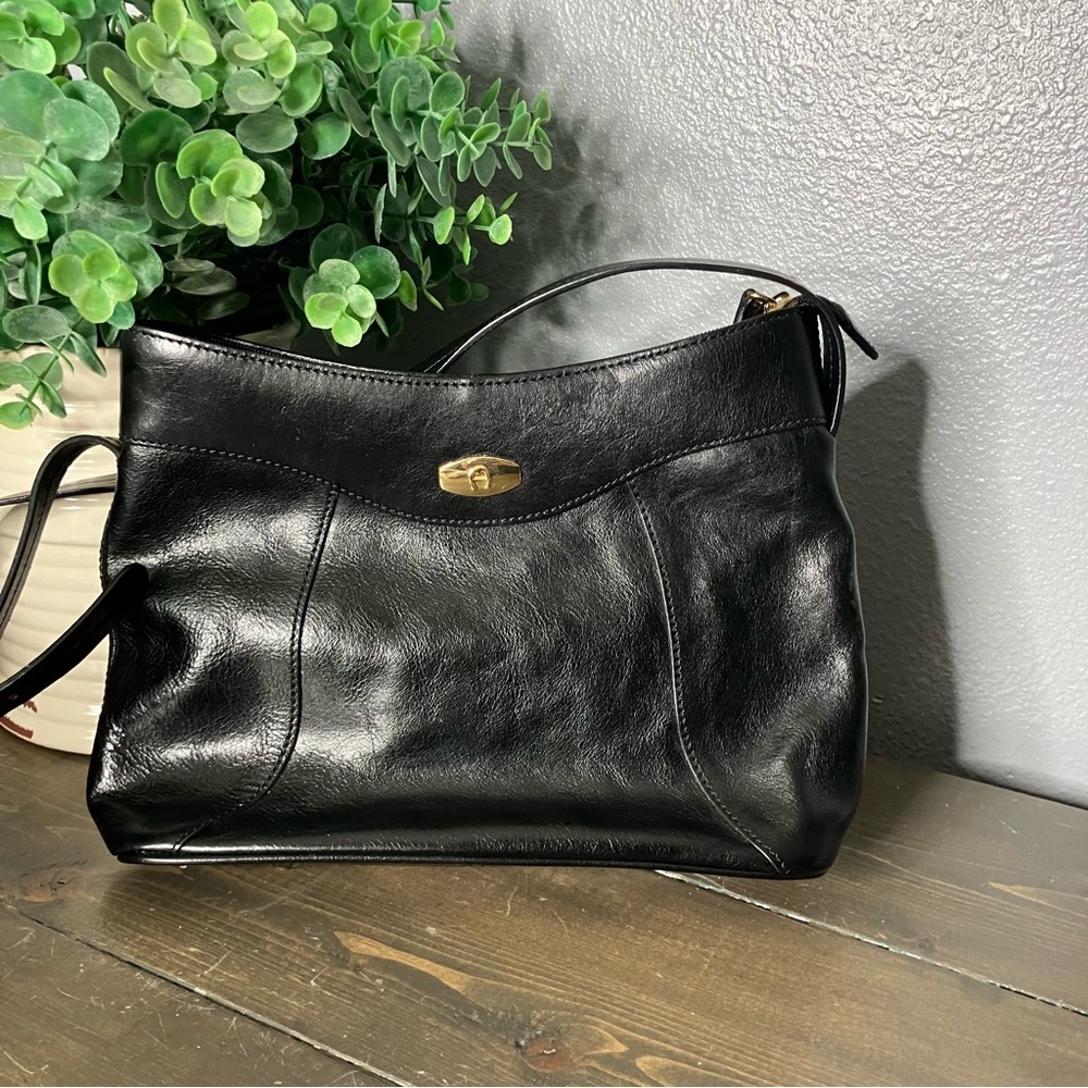 etienne aigner handbag Black Leather Shoulder Bag Purse Women’s Classic
